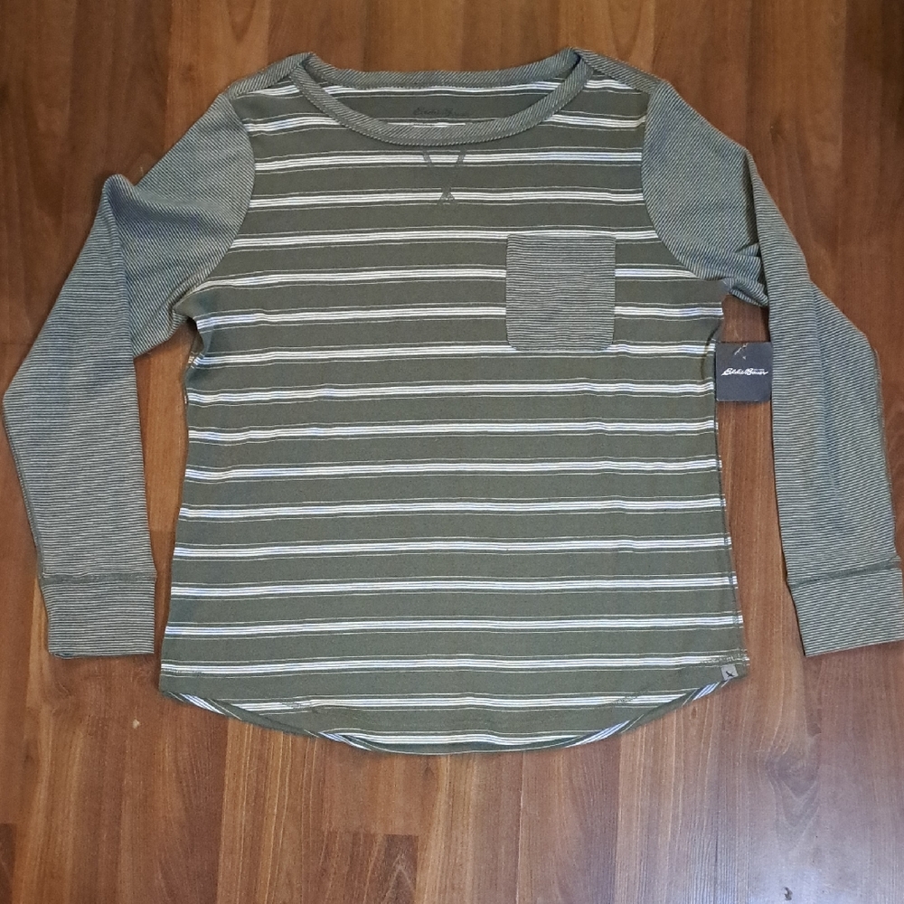 Eddie Bauer Green Striped Shirt